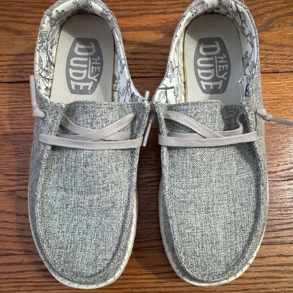 Hey Dude White and Gray Shoes